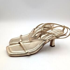 Vince Coco Ankle Strap Heel Sandal Open Toe Women's Gold Size US7.5M EU38